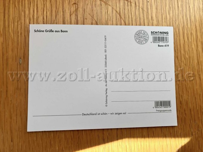 Postkarte "Ortsschild Bonn" - Rückseite
