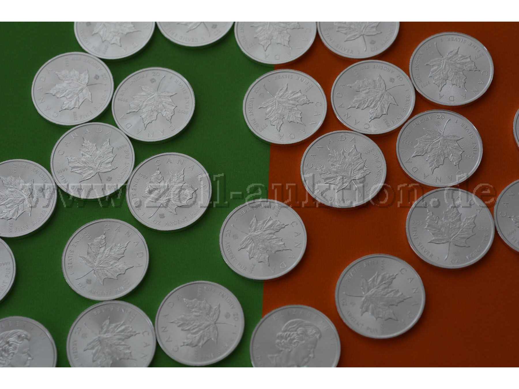 100 Münzen aus
Silber 999,9/-
5 Dollar Kanada