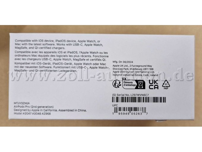 Verpackung mit Modelbezeichnung