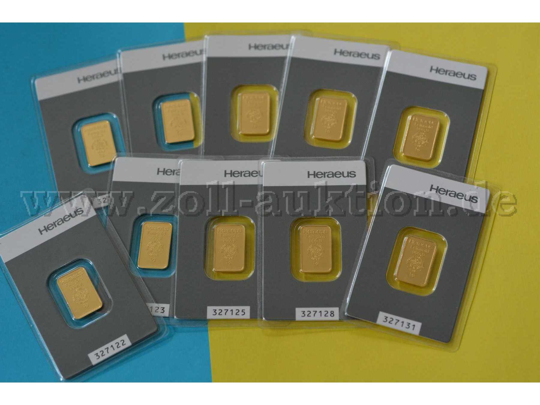 10 Barren
Feingold 999,9/-
zu je 5 g