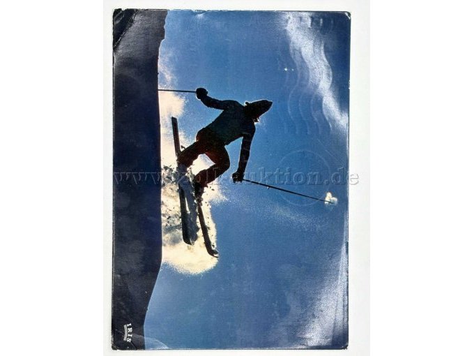 Postkarte Skifahrer
