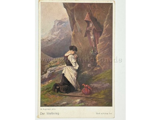 Postkarte betende Frau