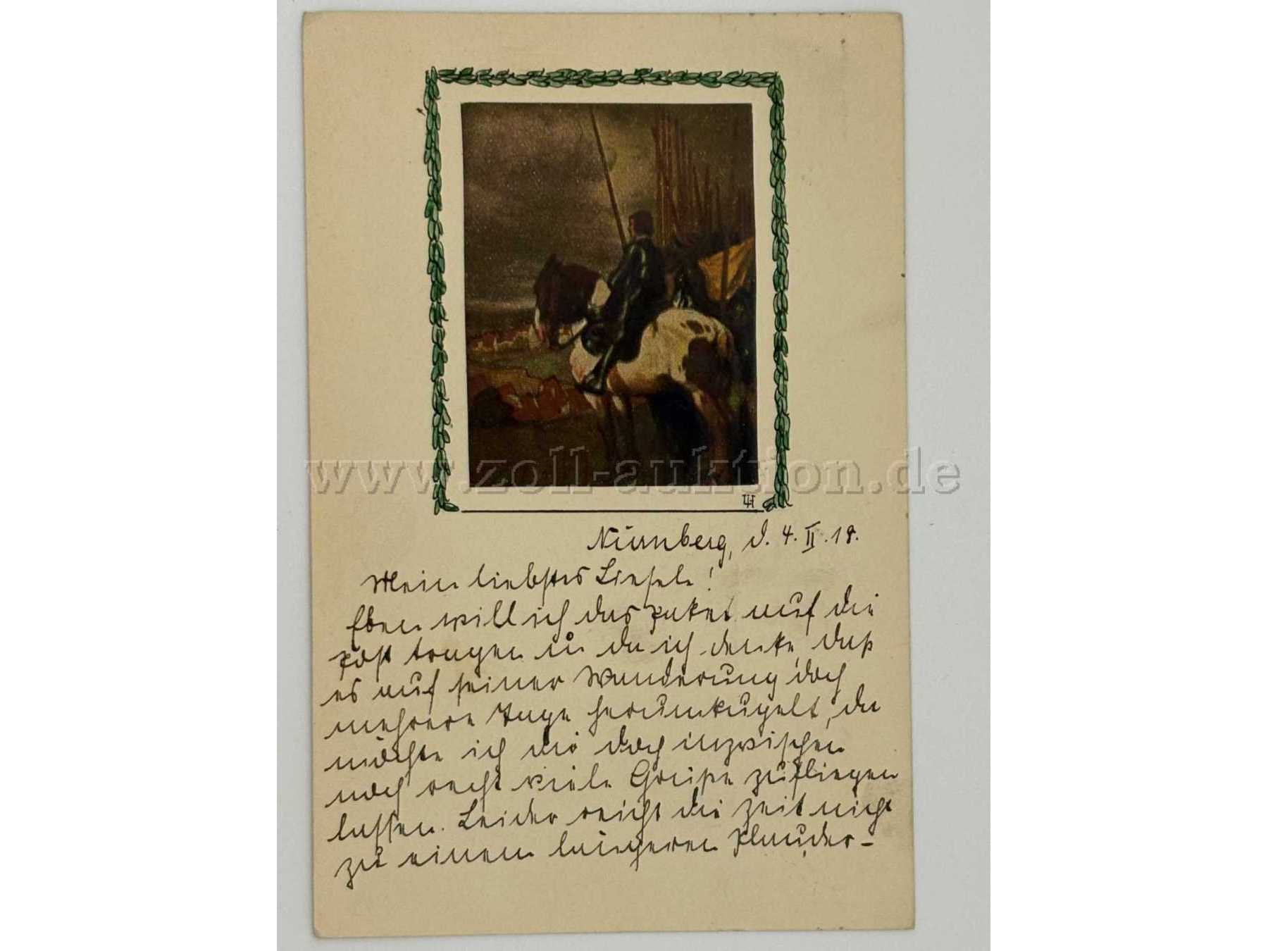 Postkarte Reiter