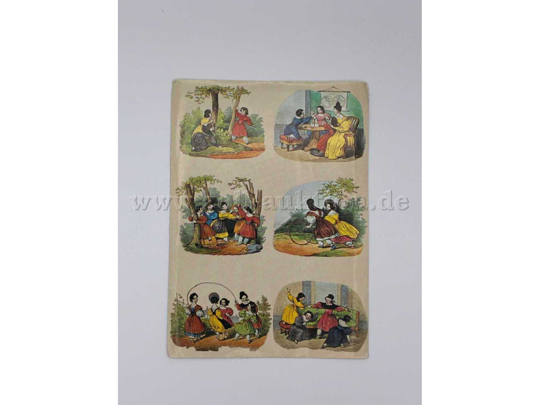 Mädchenspiele Kolorierte Lithographie
