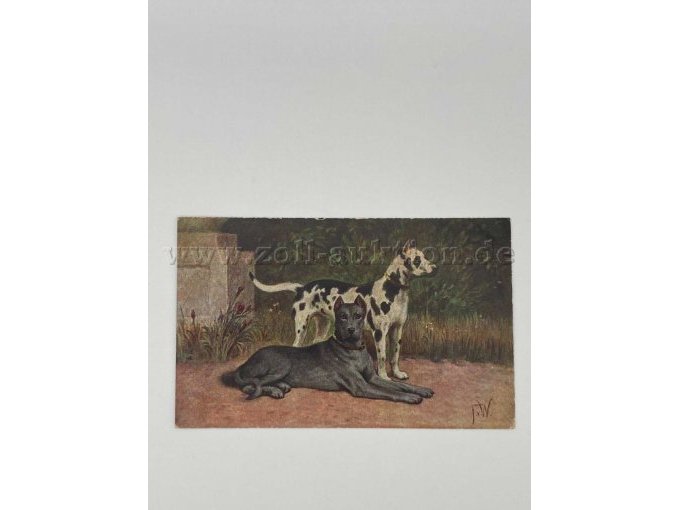 Postkarte 4
1 stehender Hund, 1 liegender Hund