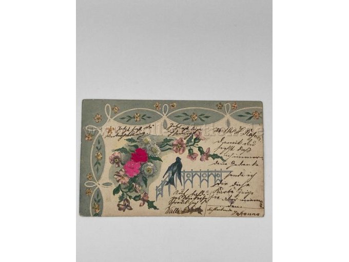 Postkarte 3
Vogel und Blumen