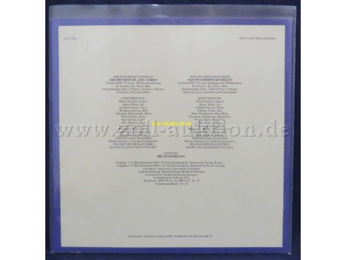 Bachensemble Helmuth Rilling / „Die Bach Kantate, BWV 91 Gelobet seist du, Jesu Christ, BWV 122 Das neugeborne Kindelein“