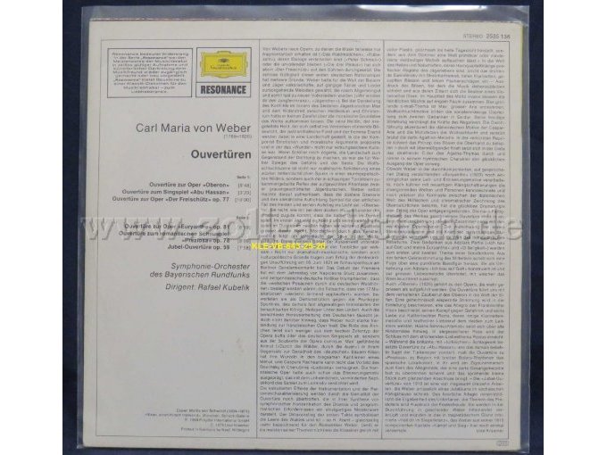 Carl Maria von Weber „Ouvertüren, Symphonie-Orchester des Bayrischen Rundfunks, Dirigent: Rafael Kubelik“