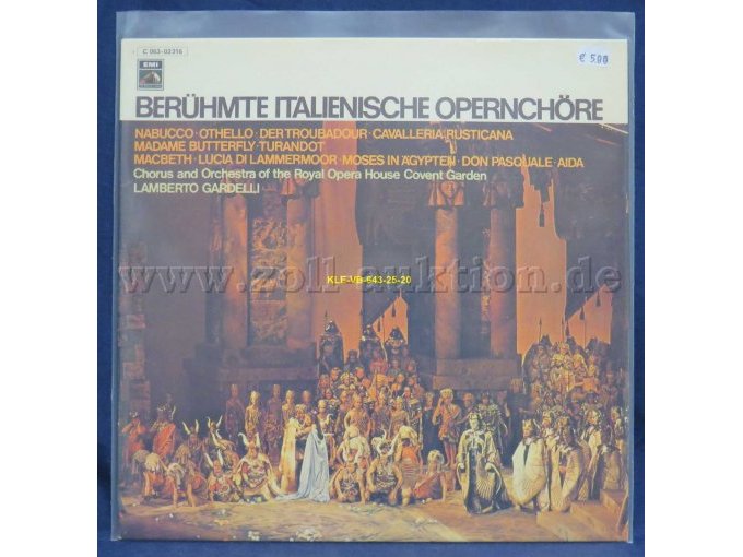 Berühmte italienische Opernchöre „Nabucco, Othello, Der Troubadour, Cavalleria Rusticana, Madame Butterfly, Turandot, Macbeth, Lucia di Lammermoor, Moses in Ägypten, Don Pasquale, Aida“