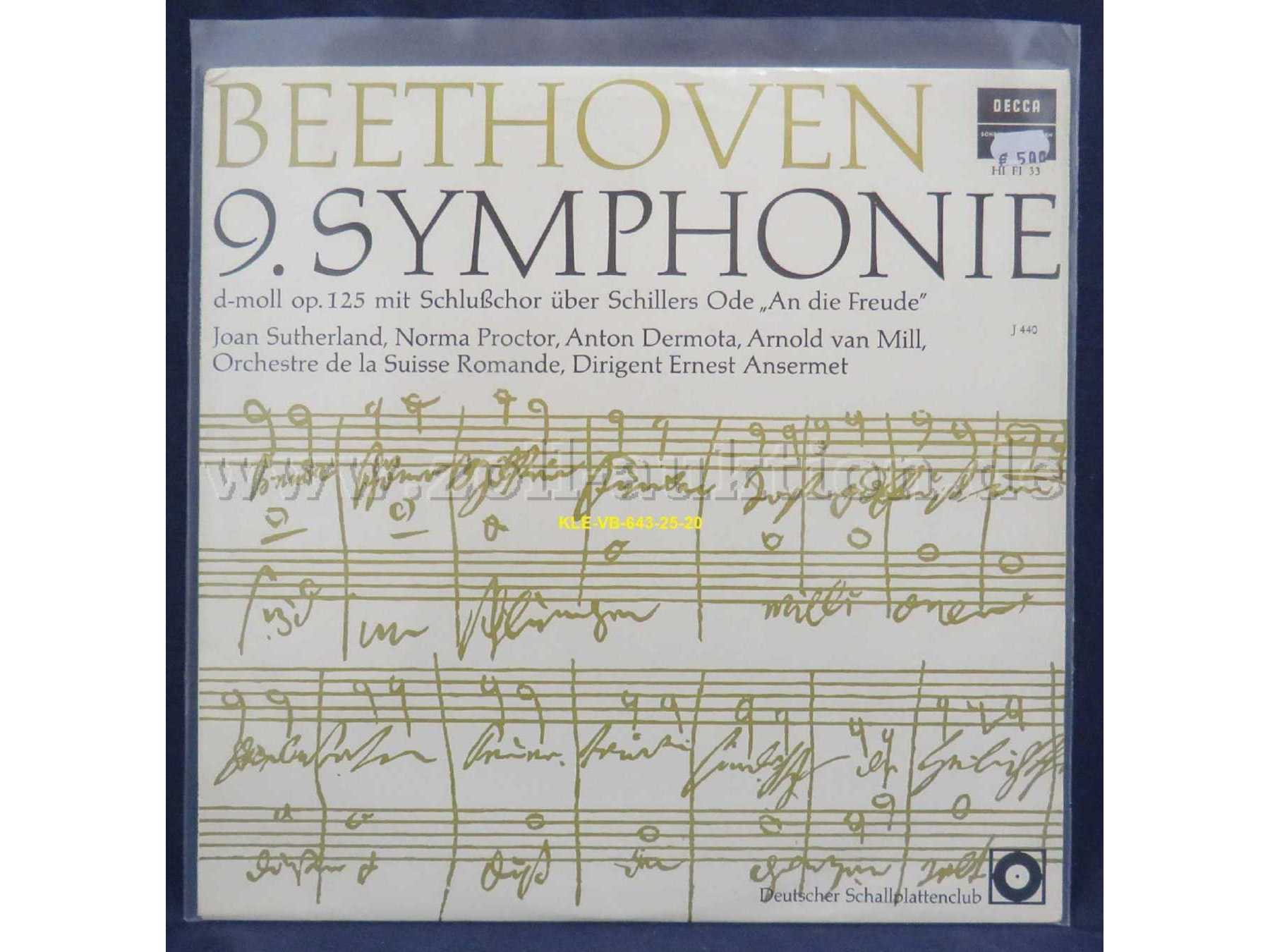 Chorale du Brassus und Choeur des Jeunes de l´eglise nationale vaudoise, Chorleitung: André Charlet und Orchestre de la Suisse Romande, Dirigent: Ernest Ansermet / „Beethoven 9. Symphonie“