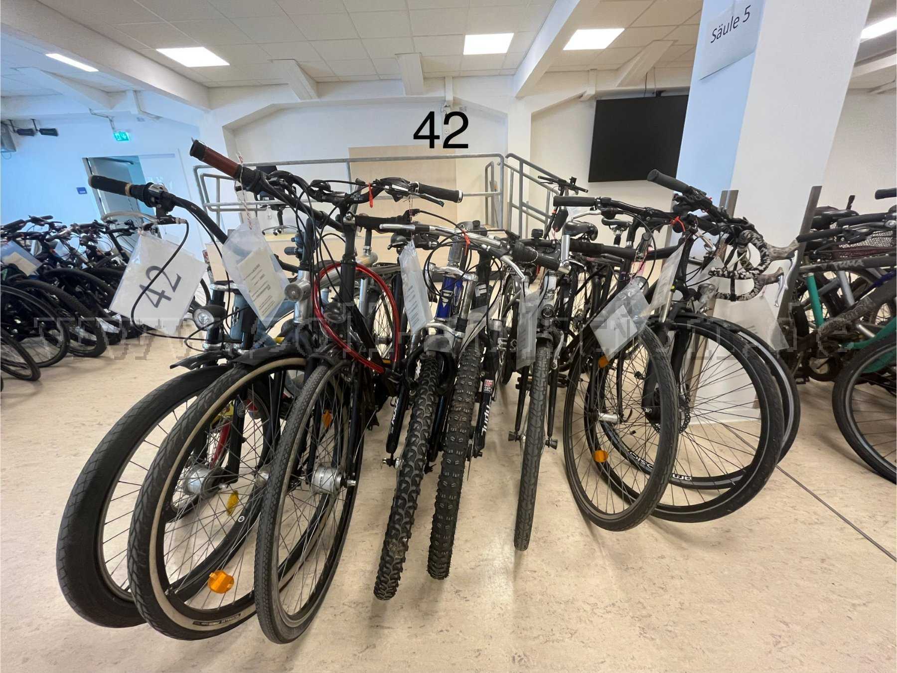 Übersicht Konvolut (von links nach rechts): Puky, Mifa, Vanmoof (siehe Auktionsbeschreibung), unbekannte Marke, Concept, Focus, ATB, Peugeot, Kreidler, Europ