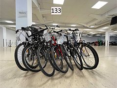 Übersicht Konvolut (von links nach rechts): Falter, Montana, unbekannte Marke (Citybike), Cyclo, Rabeneick, Fashion Line, Firebird, Rheinfels, Cannondale, Conquest
