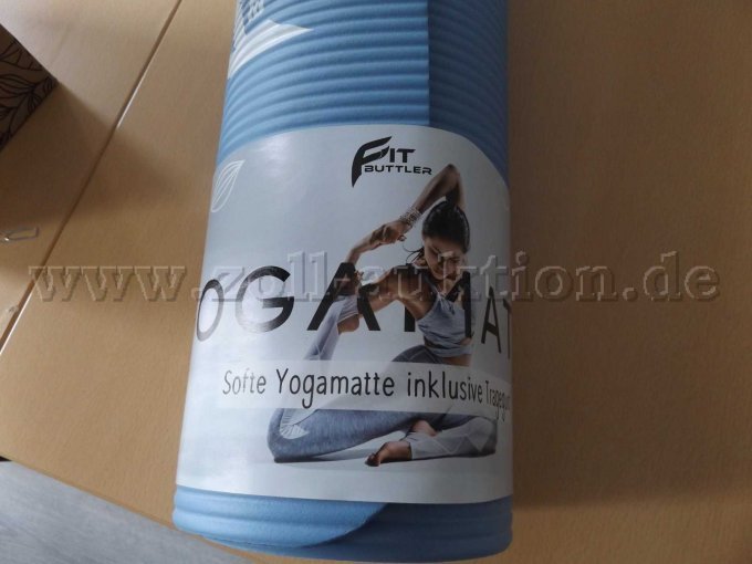 Yogamatte mit Markenkennzeichen Fit Buttler verpackt