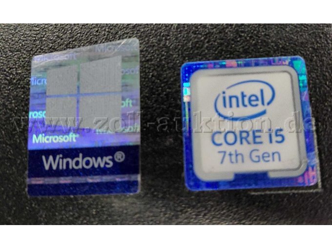 Aufkleber zu Betriebssystem und Prozessor