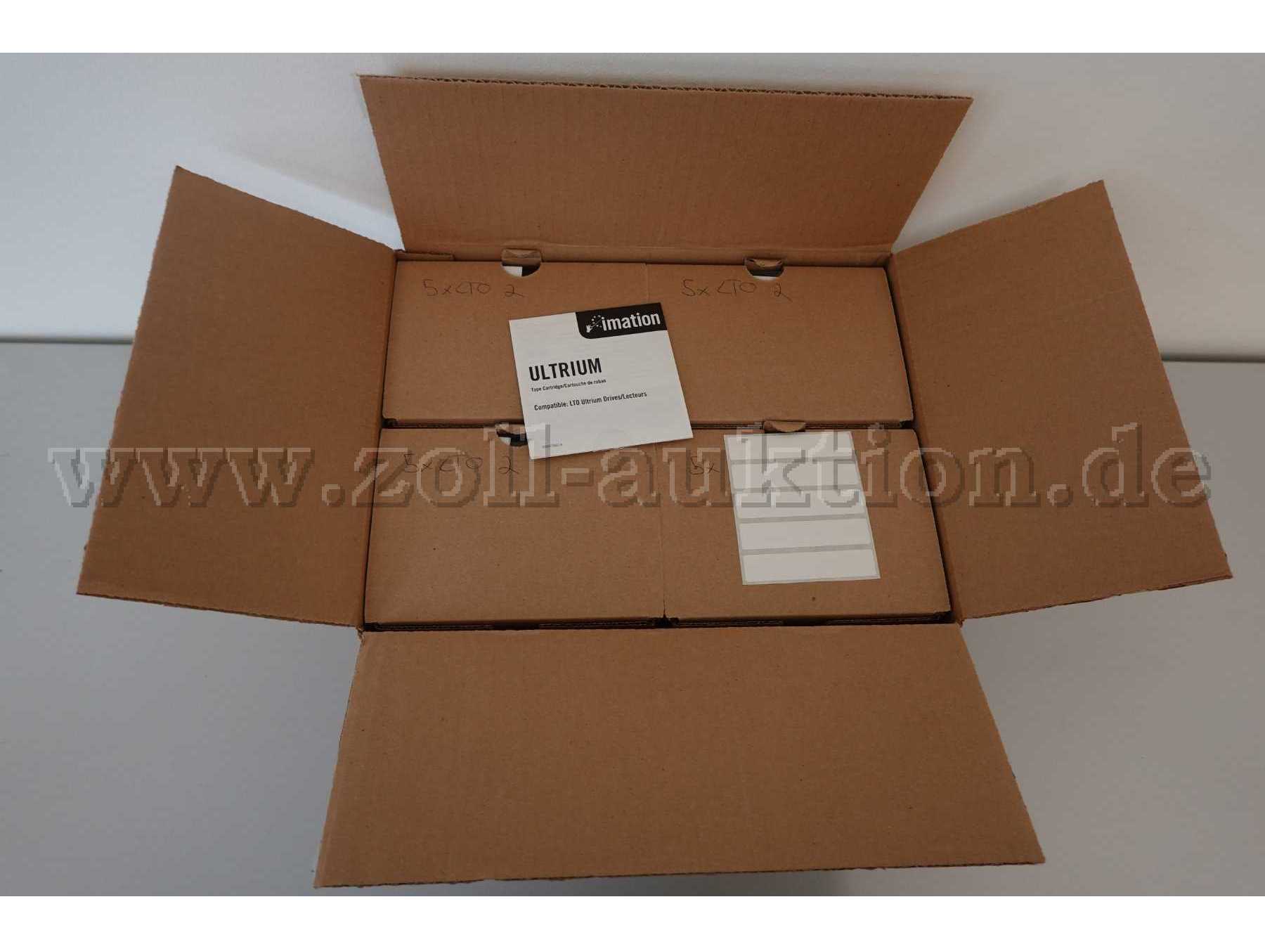 Original Verpackungskarton LTO-2 geöffnet mit 4 Karton Inhalt( 20   
Datenbänder)