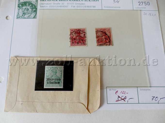 Einzelansicht Einsteckkarte mit unterschiedlichen Briefmarken