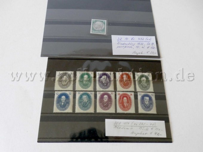 Einzelansicht Einsteckkarte mit unterschiedlichen Briefmarken