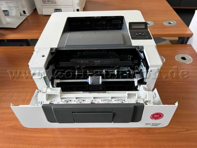 HP Drucker "Laserjet Pro 400 M402dne" - Draufsicht mit geöffnetem Fach für Druckerpatrone (Beispielbild)