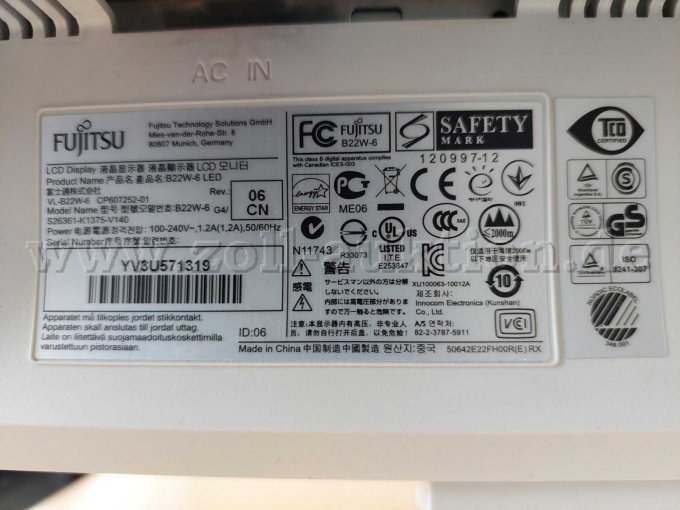Monitor Fujitsu 22 Zoll, 55 cm Label