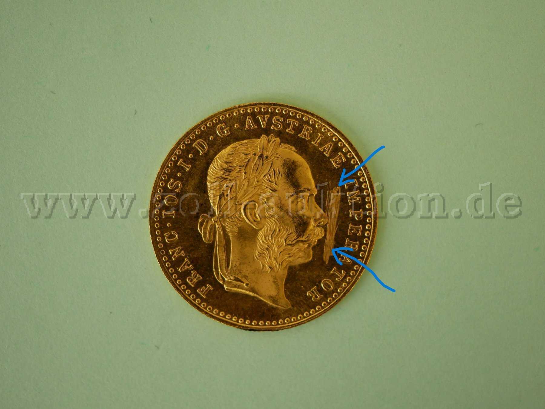 1 1-Dukat-Goldmünze, Österreich, 986/- Gold, Nachprägung, ca. 3,49 g