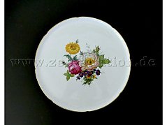 1 AK Kaiser Teller / Platte ca. 33 cm, Blumendekor mit Goldrand