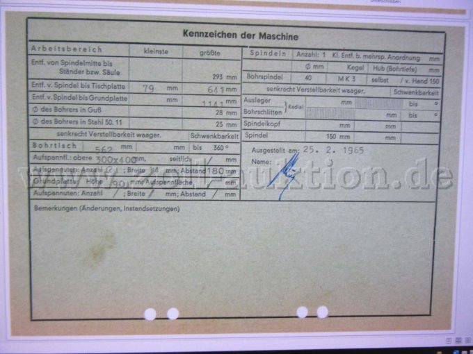 Maschinenkarte Seite 2