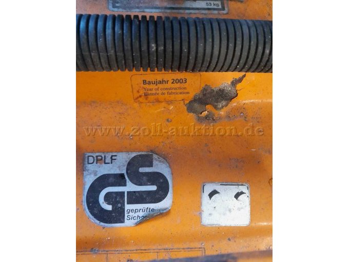 Ansicht GS Schild, Baujahr 2003, CE Kennzeichnung (leider verblichen