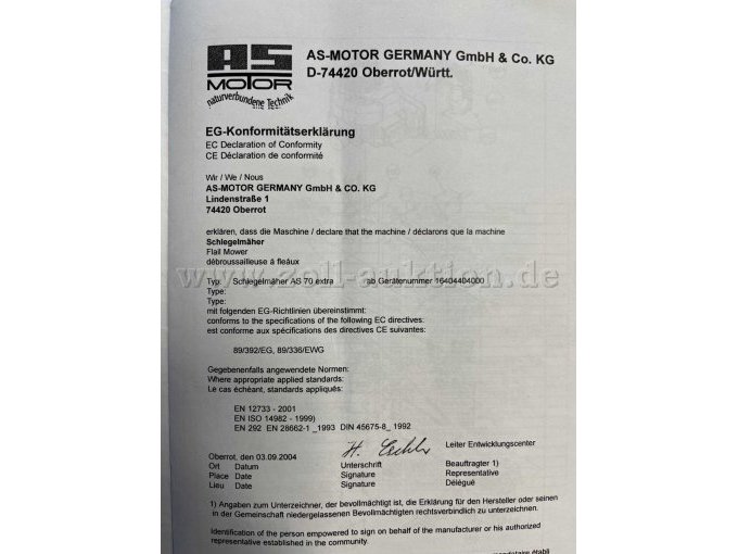 Zertifikat CE Kennzeichnung
