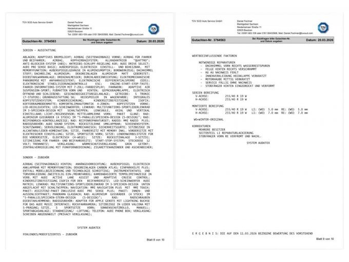 AUDI S6 - Detailfotos - Gutachten