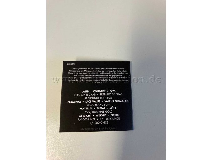 Rückseite Echtheitszertifikat