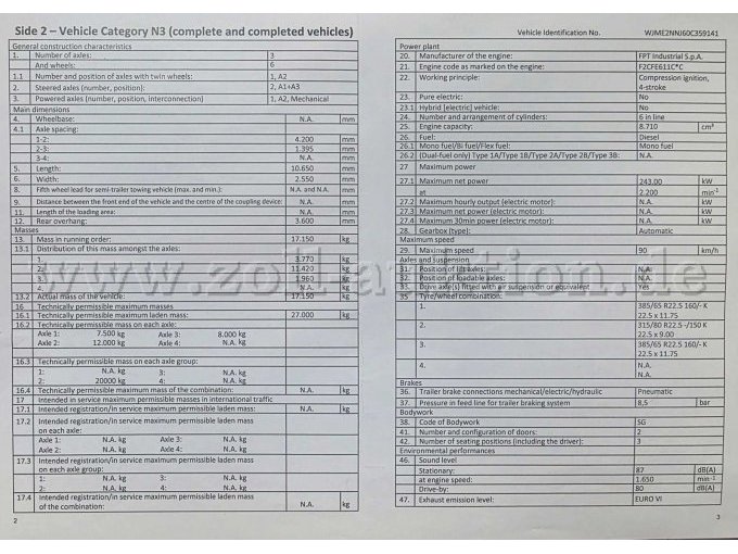 Iveco/Faun/Zöller Müllsammelfahrzeug, Fahrzeugdaten Ansicht Seite 2