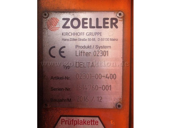 Iveco/Faun/Zöller Müllsammelfahrzeug, Schüttungstypenschild Ansicht