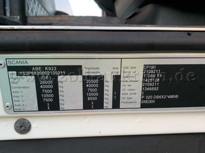 Typenschild Fahrgestell