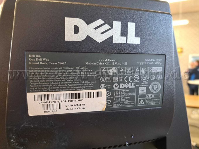 Typenschild des Bildschirmes von DELL