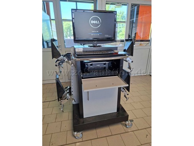 Achsmesscomputer: Ansicht Fahrwagen von vorn mit offenem Computerfach