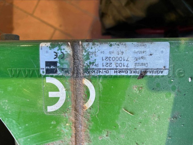 Agria 7100 Typschild