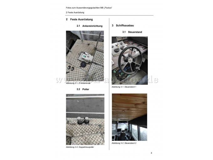Feste Ausrüstung, Steuerstand, Ankervorrichtung, Poller