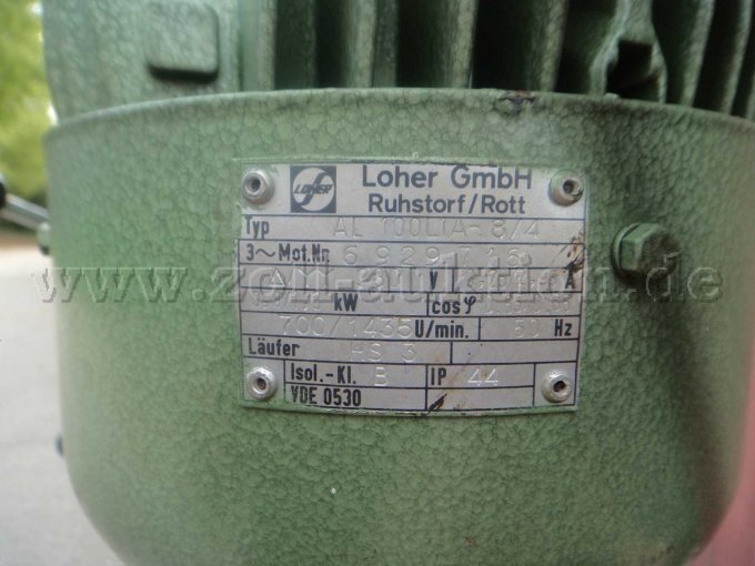 Alzmetall Ständerbohrmaschine, Typenschild Motor