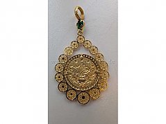 Anhänger 585er Gold mit grünem Stein Frontansicht