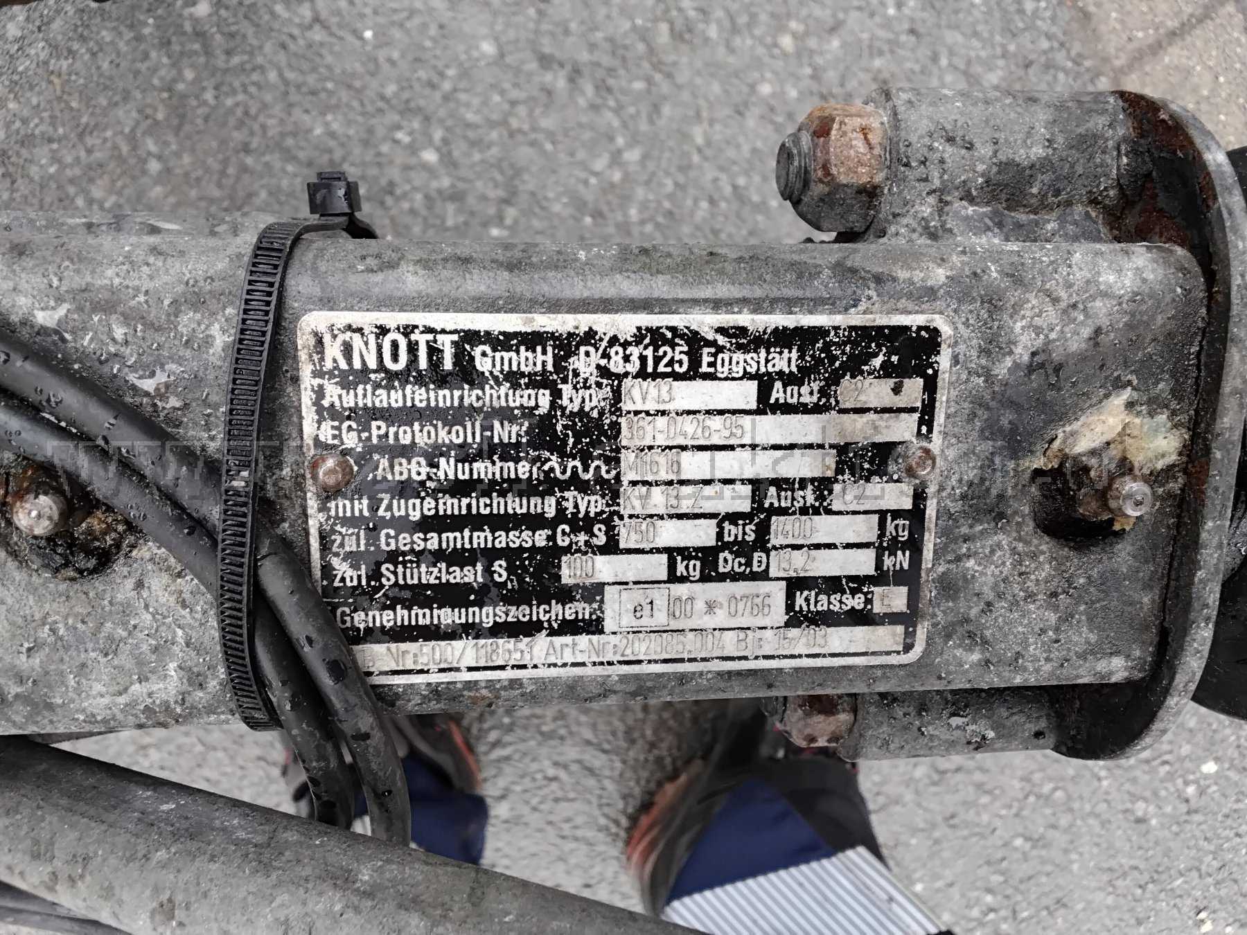 Typenschild Auflaufeinrichtung Knott GmbH