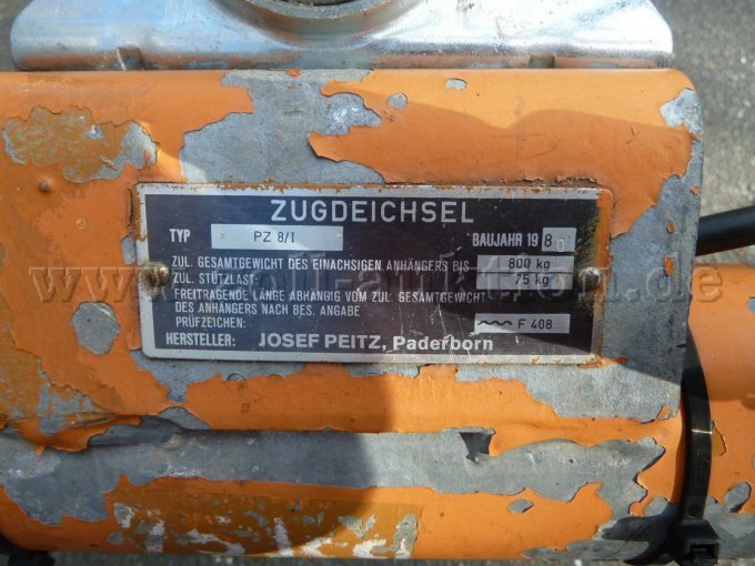 Typenschild Zugdeichsel