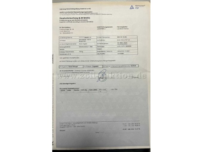 Letzter Prüfbericht HU, abgelaufen