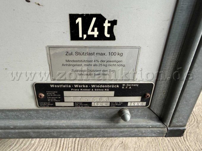 1 aanhangwagen met open laadbak van Westfalia, 1,4 ton, met watertank van 1.000 liter – foto 14 – kavel bij Zoll-Auktion, Cuxhaven