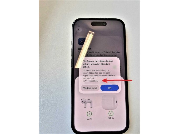 Anzeige der Verbindung zu einer Apple-ID im iPhone (bei Verbindung)