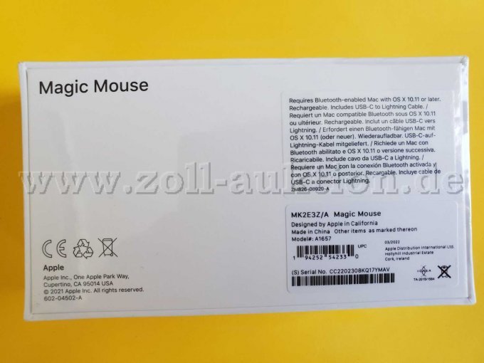 Rückseite mit Beschreibung und CE Kennzeichnung