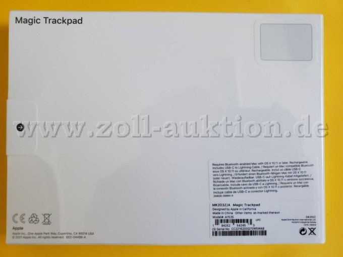 Rückseite mit Beschreibung und CE Kennung