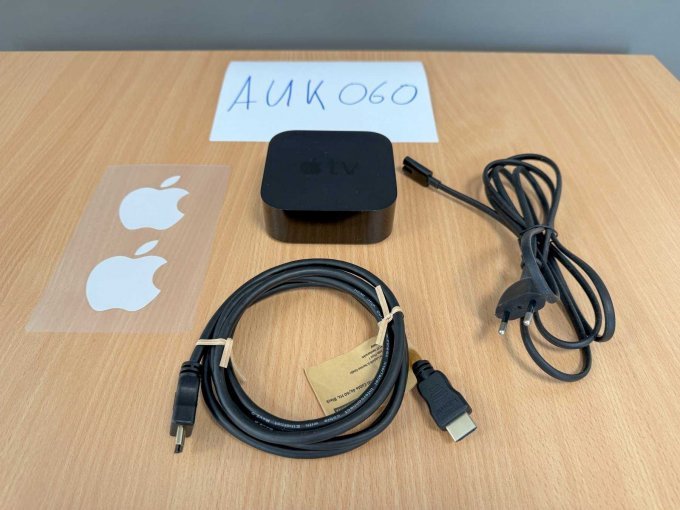 Apple TV HD (4. Generation) 32GB Modellnummer A1625 mit Netzkabel, HDMI Kabel und Aufkleber
Ansicht von oben