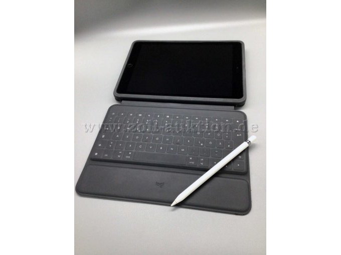 iPad 7 A2198, Apple Pencil 1. Gen., Logitech Hülle/Tastatur