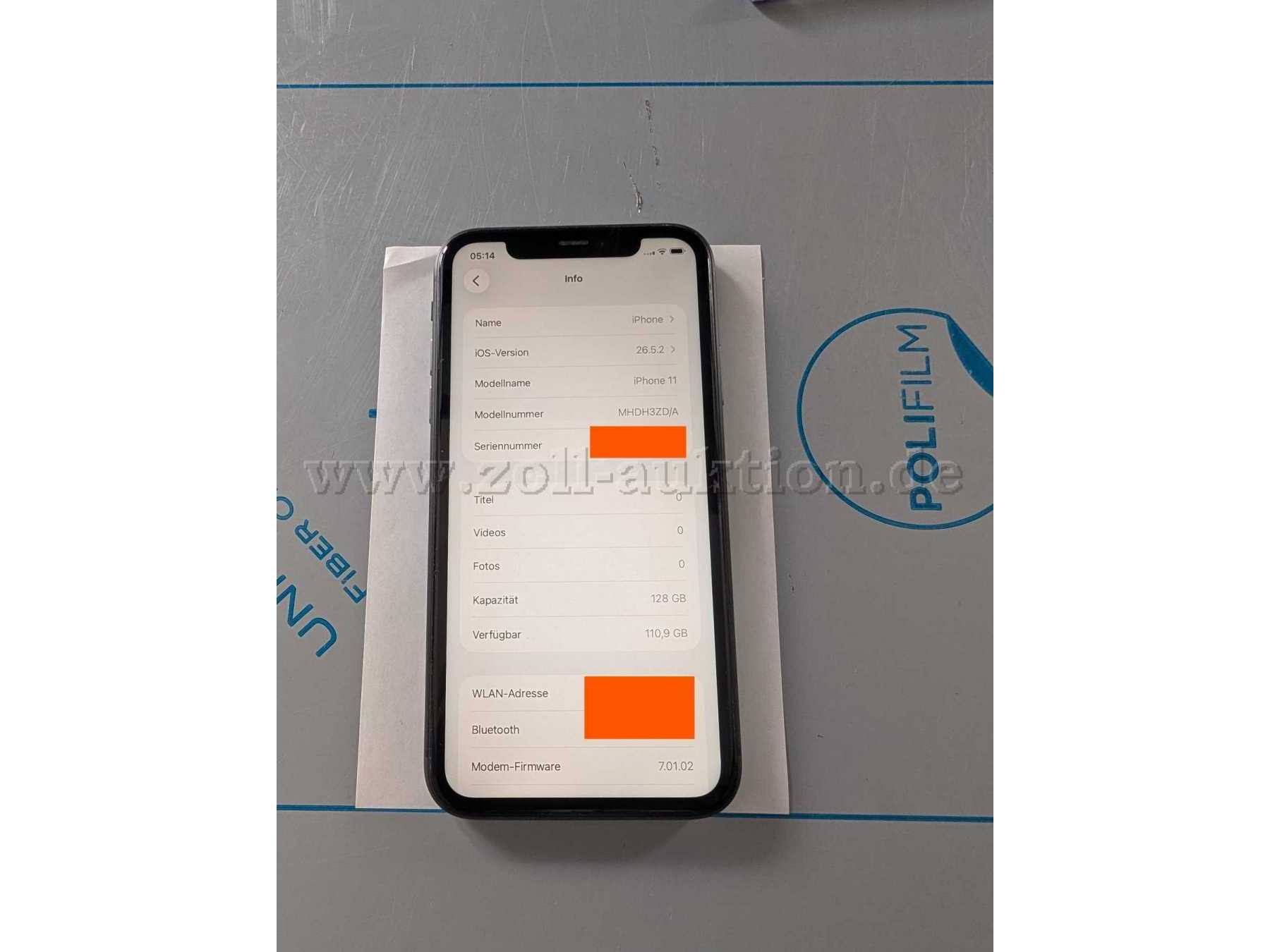 Handy Vorderansicht / Info-Einstellung