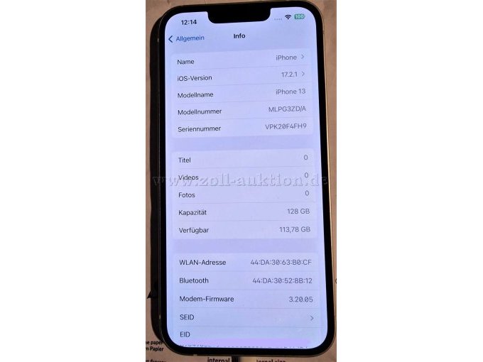 Modelbezeichnung und iOS-Version